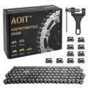 420 Motorcycle Chain 132 Links - 420 Chain for 50 70 90 110 125cc 212cc TaoTao Coolster Apollo Baja Kazuma Chinese ATV, 420 Chain for Mini Bike Go Kart, Free Chain Breaker Included