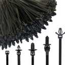 160Pcs Universal Nylon Push Mount Cable Zip Tie, Self Locking Cable Strap,Heavy Duty Nylon Push Mount Self Locking UV Resistant,5 Most Popular Sizes,for Indoor Wire Tying Construction Auto ect (Black)