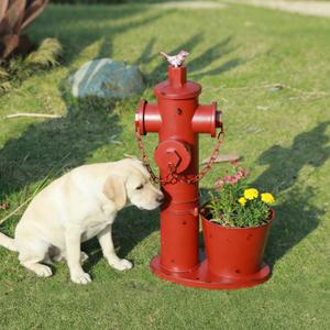 20.9" Tall Metal Fire Hydrant for Dogs to Pee On with Planter,2-in-1, Outdoor Dog Pee Post,Metal Garden Decor for Yard/Patio