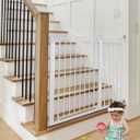 COMOMY 36" Extra Tall Baby Gate for Stairs Doorways, Fits Openings 29.5" to 40.6" Wide, Auto Close Sturdy Safety Dog Gate for House, Pressure Mounted Easy Walk Through Pet Gate with Door, White