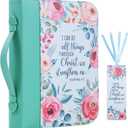 Bible Cover Case for Women PU Leather Woman Book Carrying Bag Bible Study Sipples Accessories with PU Bookmark Journaling Kit Christian Gifts
