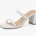 Avidirk Women's Square Open Toe Heeled Sandals Two Strap Mules Slip On Block Chunky Mid Heels Sandals 9