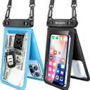 Niveaya Double Space Waterproof Phone Pouch - 2 Pack, Waterproof Phone Lanyard Case with iPhone 17/16/15/14/13 Pro Max up to 8.3", Phone Dry Bags for Vacation Beach Pool Kayak Cruise Travel Essentials (Black + Powder Blue)