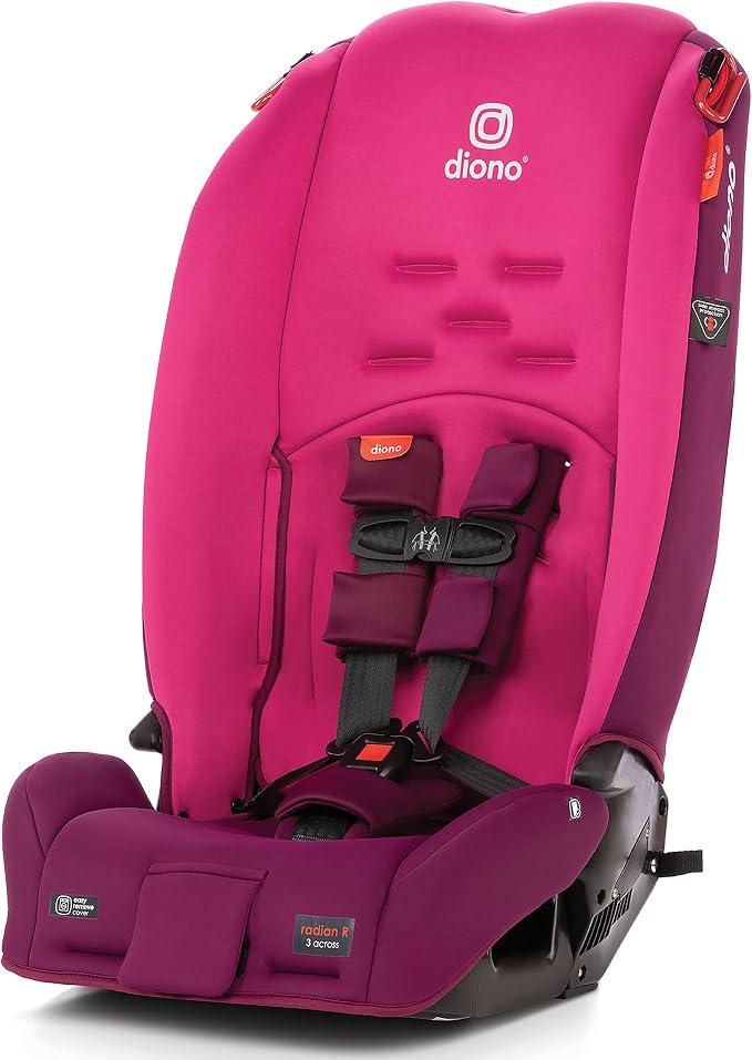 Diono Radian 3R, 3-in-1 Convertible Car Seat, Rear Facing & Forward Facing, 10 Years 1 Car Seat, Slim Fit 3 Across, Pink Blossom, Manufactured Date  10/26/26