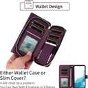 Wallet Case for Samsung Galaxy S21 Plus S21+ 5G with Wrist Strap 9+ Card Slots Zipper Purse, Luxury PU Leather Stand Full Body Phone Cover for S21+5G S21plus 21S + S 21 21+ G5 Women Deep Purple (Wine Red)