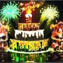 Musical Birthday Cards, Cool Cat Light & Blowable Candle Funny 3D Pop up Happy Birthday Card Gift for Men Boyfriend Husband Son Kids