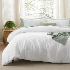 Bedsure King Size Comforter Set, White Soft Prewashed Bedding for All Seasons, 3 Pieces GentleSoft Warm Down Alternative Bed Set, 1 Lightweight Comforter (104"x90") and 2 Pillowcases (20"x36") (King, 02 - White)