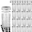 VERONES Mason Jars 8 OZ, Canning Jars Jelly Jars With Regular Lids, Ideal for Jam, Honey, Wedding Favors, Shower Favors, 16 PACK,Extra 16 Lids