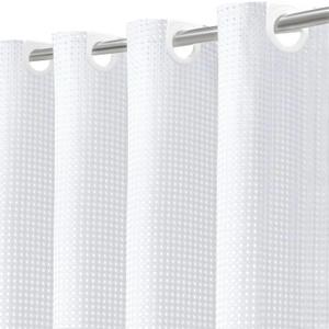 Inhousolu No Hook Waffle Weave Shower Curtain with Snap in Fabric Liner Set for Bathroom, 230 GSM Heavy Duty Weighted Hem Removable, Water Repellent Washable Bath Curtains, 72 x 72 Inch, White