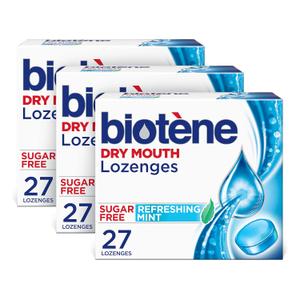 biotne Dry Mouth Lozenges for Dry Mouth and Fresh Breath, Dry Mouth Relief and Breath Freshener, Refreshing Mint - 27 Count (Pack of 2), Expiration Date:2026/03