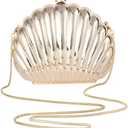 Quniko Women Evening Bag Acrylic Clutch Purse Shell Shape Shoulder Cross-body Chain Box Bag