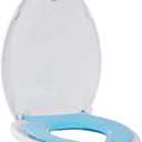 Toilet Seat, Elongated Toilet Seat with Toddler Seat Built in, Potty Training Toilet Seat Elongated Fits Both Adult and Child, with Slow Close and Magnets- Elongated White and Blue