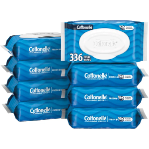 Cottonelle Fresh Feel Flushable Wet Wipes, Adult Wet Wipes, 8 Flip-Top Packs, 42 Wipes Per Pack (336 Total Wipes), Packaging May Vary