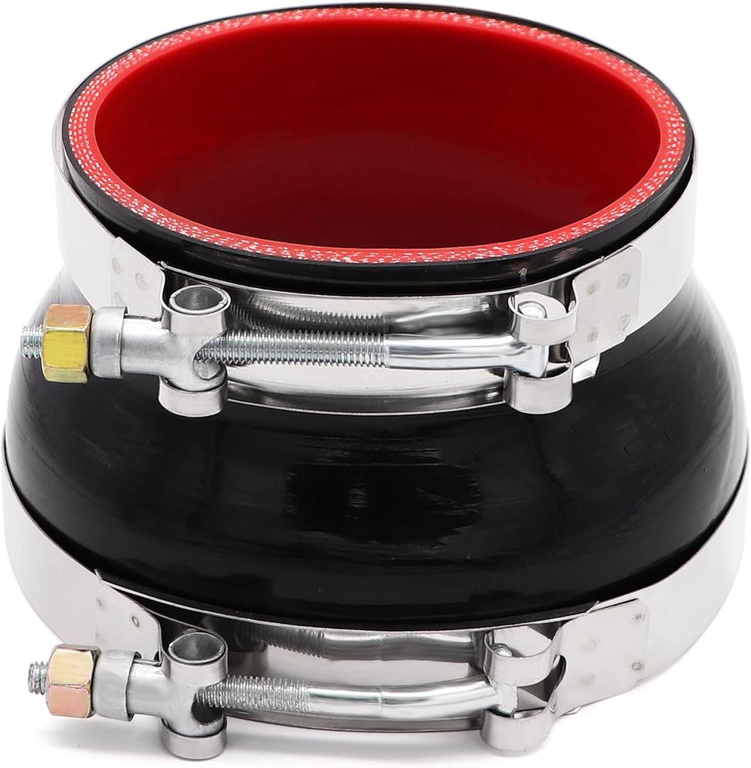 Straight Reducer Coupler Silicone Hose ID 4-inch to 5-inch 4-Ply with Stainless Steel T-Bolt Clamp for Automotive Turbo/Intercooler/Intake Piping