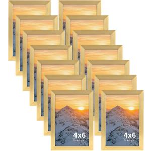 Rempry 14 Pack 4x6 Gold Picture Frames, Multi 4 x 6 Photo Frames Collage for Wall or Tabletop Display