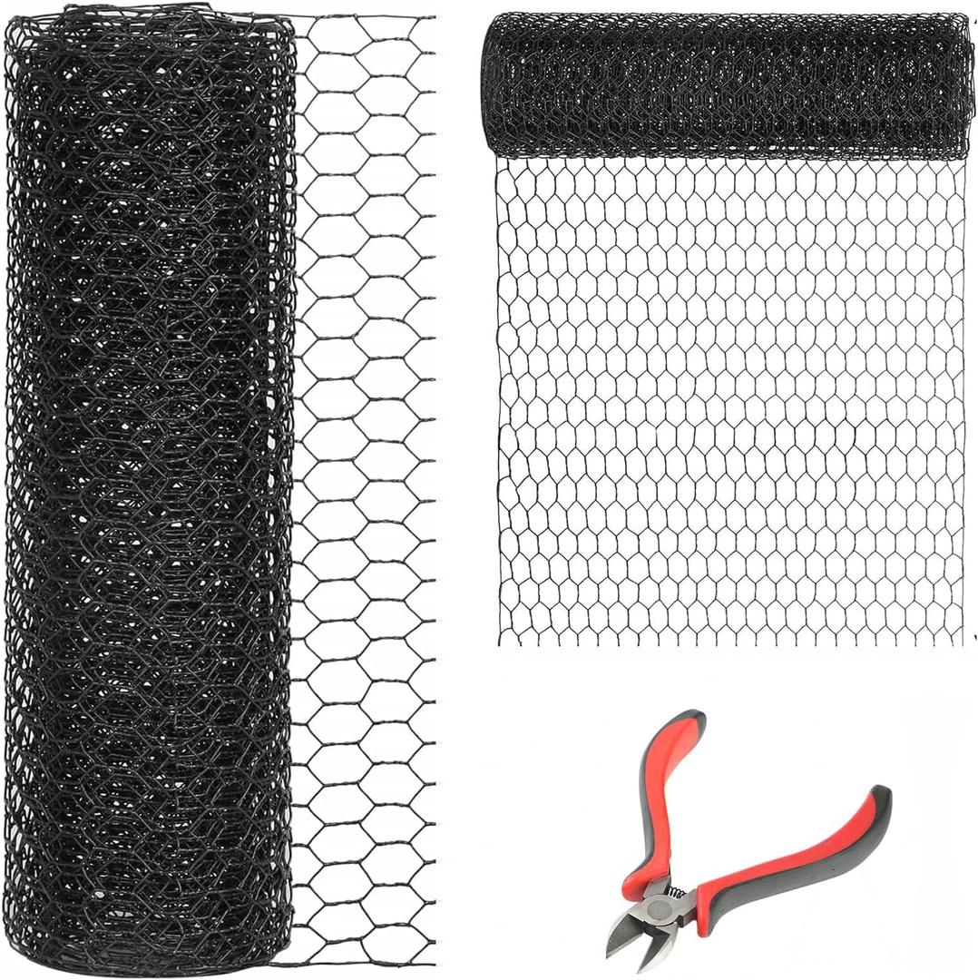 24'' x 150' Black Chicken Wire Mesh Fence, 20 Gauge Galvanized Poultry Netting and 1 inch Garden Mesh Fence Roll, Chicken Wire for Floral Arrangements/Crafts/Farm/Livestock/Pet Protection