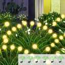 ZGWJ Solar Garden Lights Outdoor, 6 Pack 60 LED Solar Swaying Lights with Leaves, Waterproof Solar Firefly Lights for Patio Pathway Outdoor Decoration Warm White