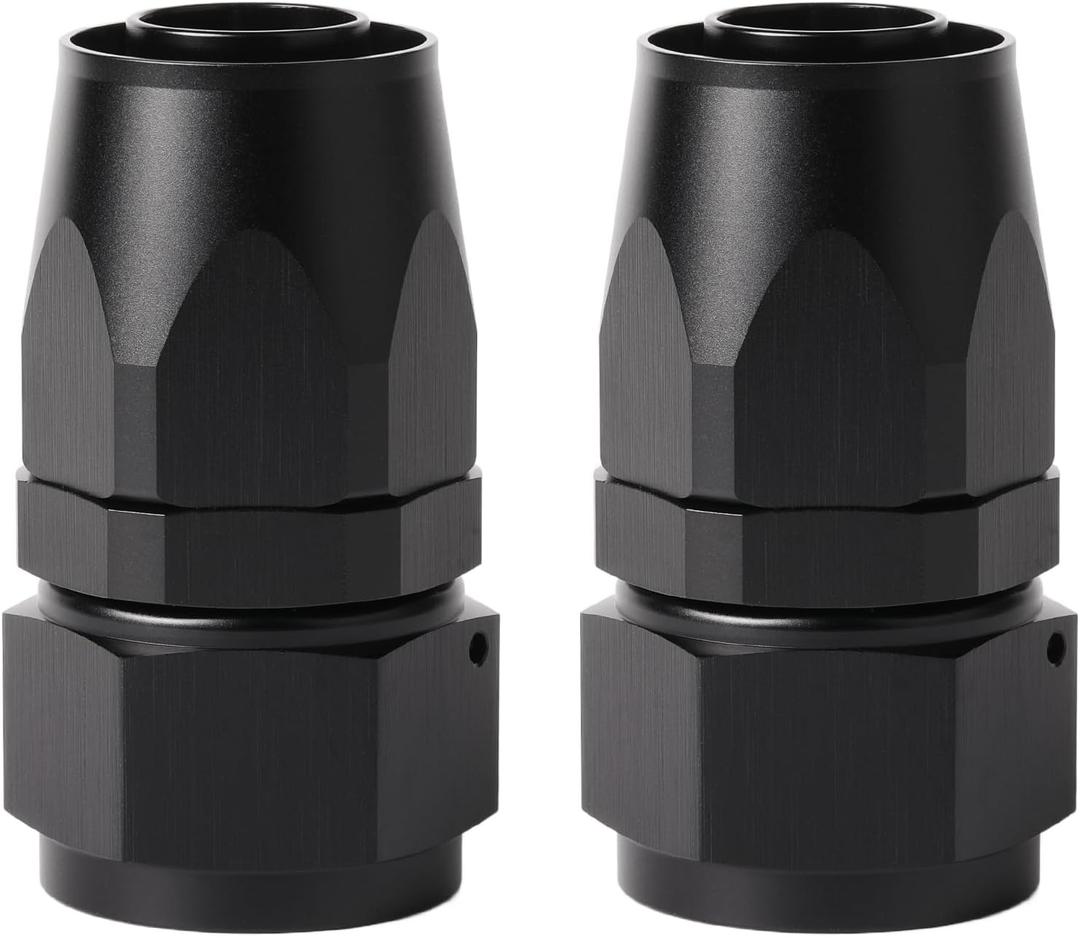 16AN Straight Hose End Fitting Swivel Aluminum Black 2PCS (16AN - 2PCS, Straight, Black)