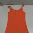 Artfish Women's Sleeveless Tank Top Form Fitting Scoop Neck Ribbed Knit Basic Cami Shirts (Medium, 02# Full Length Orange)