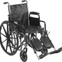 Drive Medical SSP218DDA-ELR Silver Sport 2 Lightweight Folding Wheelchair with Detachable Desk Arms and Swing Away Footrests, Black