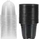 PATIKIL Nursery Pots with Humidity Dome, 20 Sets 3.5" Plastic Gardening Pot Planting Container Cups Plant Starting Pots with Drainage Holes, Black