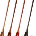 4 Pcs 13 Inch Long Handle Wooden Spoons for Cooking Long Handle Tasting Tea Spoon Wooden Utensils Vintage Stirrer for Kitchen Soup Coffee Cocktail Honey Mixing Stirring, 4 Colors