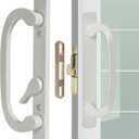 ACEPLANET Offset Position Non-Keyed Sliding Patio Door Handleset with Mortise Lock, 45 Keyway, 3-15/16" H.C., Fits 1-3/8" to 2-1/4" Thick Doors, No-Handed, White Diecast