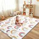 NOONKTY 79x71 Extra Large Baby Play Mat for Floor, Foldable Playmat, Rainbow