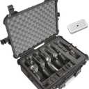 Case Club 6 Pistol and 21 Magazine Pre-Cut Heavy Duty Waterproof Case with Included Silica Gel Canister to Help Prevent Gun Rust (Upgraded Gen-2), Black