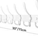 WEBI Coat Rack Wall Mount long,8 Tri Hooks for Hanging,30 inch Hook Rack Rail,Coat Hanger Wall Mounted for Clothes,Jacket,Hats,White