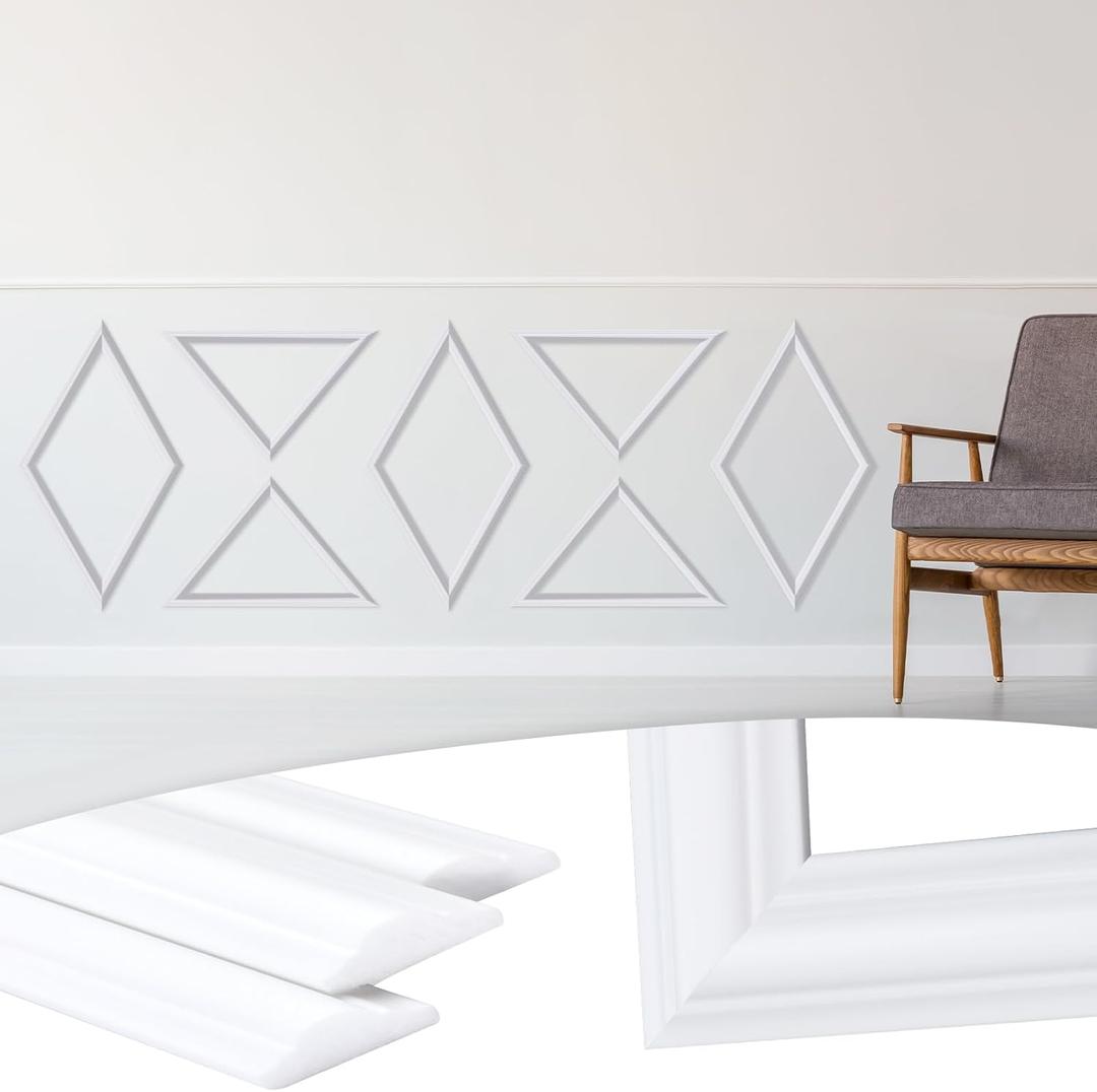 5 Set Peel and Stick Wall Molding Kit, Premade Accent Molding Wainscoting Panel for Interior Wall Moulding Decor, Ready to Assemble Wainscoting Accent Panel, 13.8 x 19.7 Inches