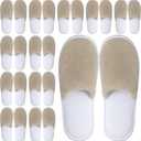 12 Pairs Disposable Slippers,Grey Closed Toe Spa Slippers,Non Slip Hotel Slipper,Soft Coral Fleece Slippers for Women Men,Comfortable House Slipper Bulk for Guests Hotel Home Travel