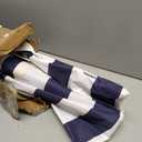 JONATHAN Y Mariner 6.5 ft. Striped Fringe Beach Umbrella, Navy/White, 78 inches diameter, 84 inches height