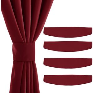 NICETOWN Handmade Curtain Tie Backs-Decorative Drape Tie Backs Holdback Holder for Window Draperies (Burgundy Red, 15 X 4 Inches, Set of 4,Suitable for 55- 70" Wide)