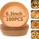 Air Fryer Liners Round,100PCS 6.3 inch Disposable Liner for Air Fryer 2Qt to 5Qt,Unbleached Non-stick Non-leak Small Airfryer liner Parchment Paper