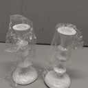 Rely+ White Metal Taper Candle Holders Set of 2  5.75" Decorative Candlestick Holders for Table Centerpiece, Home Dcor, Dining Table, Wedding & Party Decorations