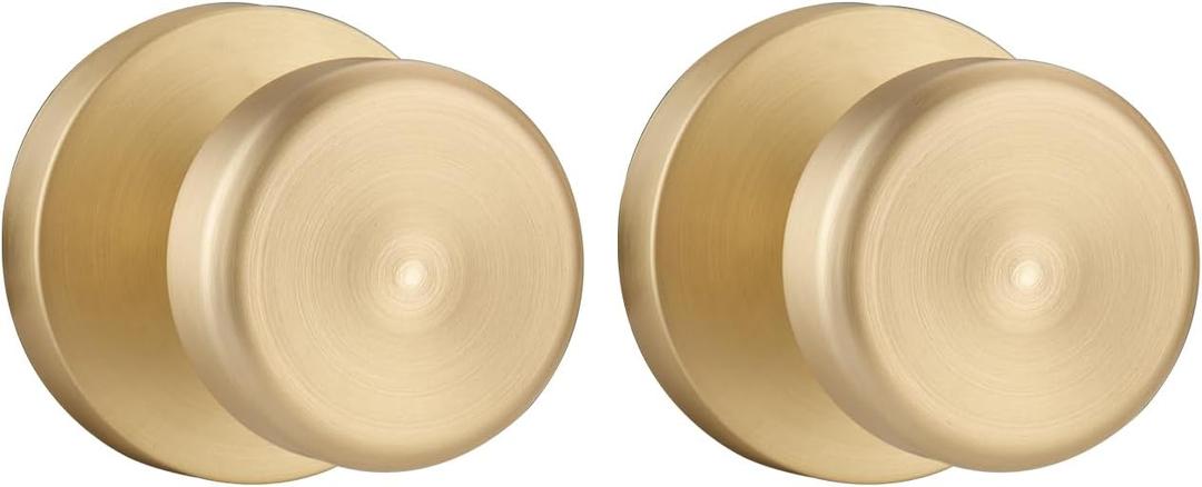 Gold Interior Door Knobs, Non Locking Door Handles for Closet, Heavy Duty Door Knob with Round Rosette