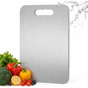 304 Food Grade Stainless Steel Cutting Board for Kitchen,Double Sided Metal Chopping Board,Dishwasher Safe Cutting Board for Meat,Vegetables&fruit,Odor free（13.4“×9.1”）