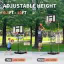 DUMOS 10FT Adjustable Height Portable Basketball Hoop Outdoor for Adult, 44 Inch Shatterproof Backboard w/Shock Absorbent Rim, Fillable Base, 2 Wheels for Swimming Pool/Indoor