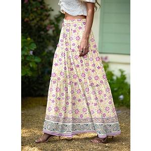 Lepunuo Womens Casual Boho High Waisted Flowy Maxi Skirts Trendy Floral Cute Long Skirts with Pockets , Floral Purple 