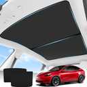 [2024 Upgrade] TOPAC Sunshade Roof for Tesla Model Y 2024-2020 [Superior Anti-UV & Sag-Free] Glass Roof Sunshade with Storage Bag,Heat Insulation Sunroof Shade for Tesla Model Y Accessories
