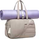 CAMTOP Gym Bag for Women with Yoga Mat Holder, Small Duffle Bag 16 Inches Personal Item Travel Bag with Muiti-Pockets Lightweight Carry on Water Resistant, Camel