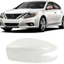 Moonlinks Compatible with Nissan Altima 2013-2018, Sentra 2013-2019 Left Side Mirror Cover Replacement, White Exterior Driver Side Door Rear View Side Mirror Cap Cover WITH Signal Light