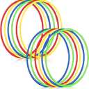 Sratte 12 Pcs Toy Hoop for Kid - Detachable & Adjustable Colored Hoop Exercise Ring Plastic Circle for Kid, Teen Gymnastics, Dog Agility Equipment, Require Self Assembly(Classic Color, 28 Inch)