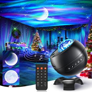 Galaxy Projector for Bedroom, 21Colors Northern Lights,15White Noise&Bluetooth Star Projector Galaxy Lights, Remote Ambient Lighting,Aurora Halloween Decor Christmas,Gifts for Kids,Adults (Black)