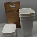 CEROELDA 3 Pack Bathroom Trash Can with Lid, 10L/2.6 Gal Small Garbage Can with Press Top Lid, Slim Plastic Waste Basket for Toilet, Office, Bedroom (White, 3 Pack)