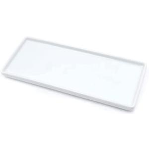 Ceramic Candle Tray - Small Rectangle, White Marble Organizer for Candle, Soap, Jewelry, Perfume, Towel Holder - Decorative Bathroom, Kitchen Sink, Counter, Restroom (9" x 3" x 1")