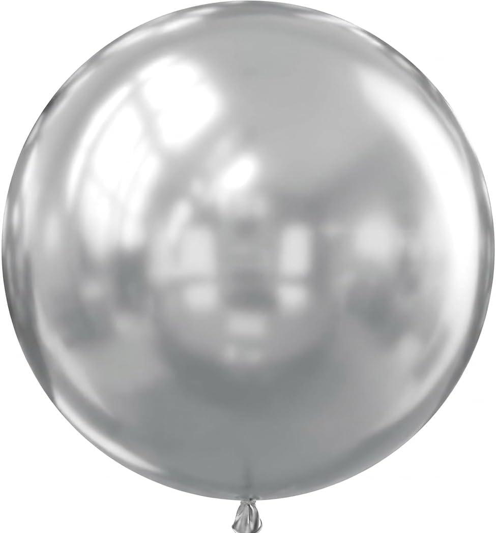 36 Inch Metallic Silver Balloons, 9Pcs Giant Silver Balloons Jumbo Large Thick Big Latex Balloons for Birthday Baby Shower Wedding Anniversary Graduation Photo Shoot New Year Party Decorations