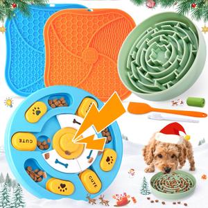 KIPRITII Well-Rounded Dog Enrichment Toys Set  Keeps Dogs Busy with Mental Stimulation & Slow Feeding, Includes Dog Lick Mat, Puzzle Toy & Slow Feeder Bowl for Boredom Relief