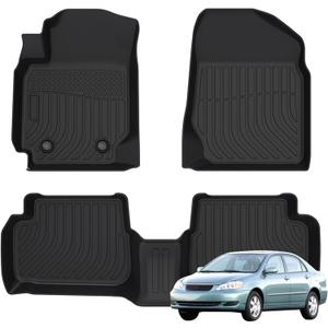 Priprilod Floor Mats Fit for Toyota Corolla 2000-2006 All Weather Protector TPE Floor Liners Custom Fit Car Mats Non-Slip (Large)
